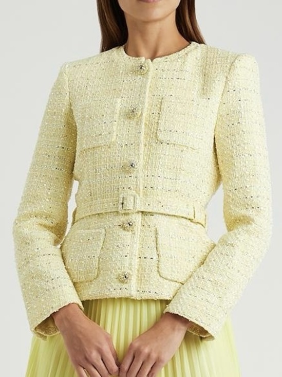 Self-Portrait Jackets & Blazers - Self-Portrait lady jacket tweed boucle Yellow Tweed Collarless coat NWT size 10